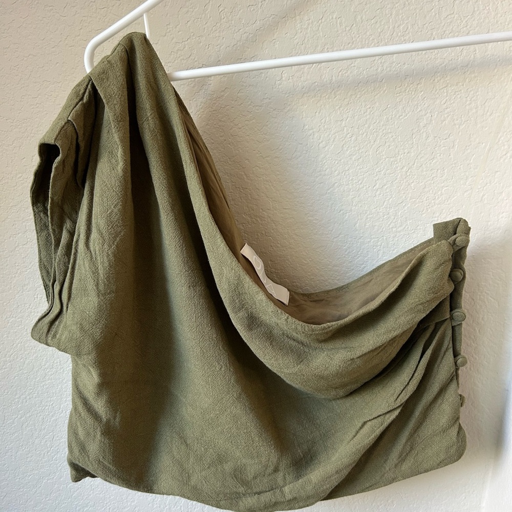 Olive Green Button-Detail Top